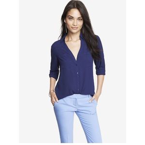 Express Navy Blue Botton Up Blouse/Shirt